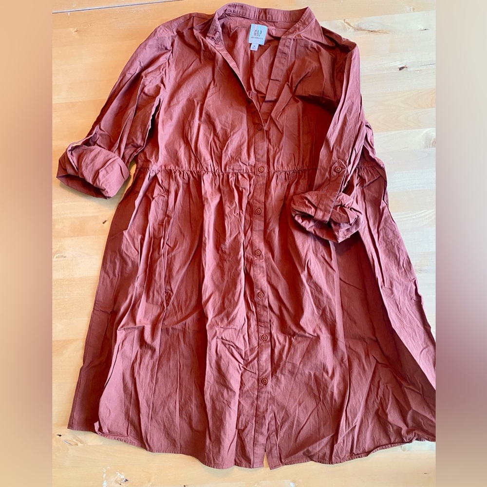 Gap Maternity Rust Button-Up Dress